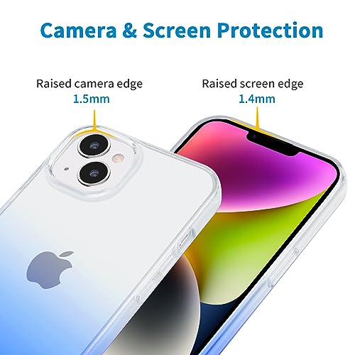 JJGoo Compatible with iPhone 14 Case Clear, Soft Shockproof Protective Slim Thin Phone Bumper Cover Transparent Phone Case, Gradient Blue - color: Gradient Blue