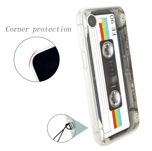 FAteamll Case for iPhone 16e Matte Finish Heavy Duty Soft Back Cover with Reinforced Corners TPU Soft Bumper Retro Cassette Tape Case Compatible with iPhone 16e