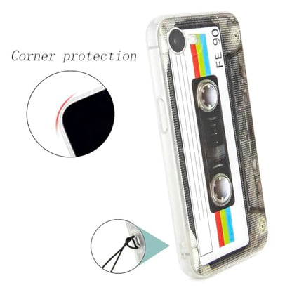 FAteamll Case for iPhone 16e Matte Finish Heavy Duty Soft Back Cover with Reinforced Corners TPU Soft Bumper Retro Cassette Tape Case Compatible with iPhone 16e