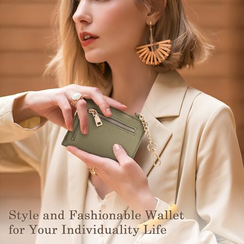 Diaclara Clip and Go Phone Strap with Zipper Pouch- Stylish Crossbody Adjustable Chain Lanyard with Leather Wallet for All Phones, Green - color: Green