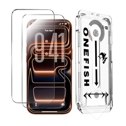 OneFish for iPhone 17 Pro Max Screen Protector 6.9 inch HD Clear | Tempered Glass Full Coverage , 9H Hardness Scratch Resistant , Anti-Fingerprint ， Easy Installation , 2 Pack - size: iPhone 17ProMax
