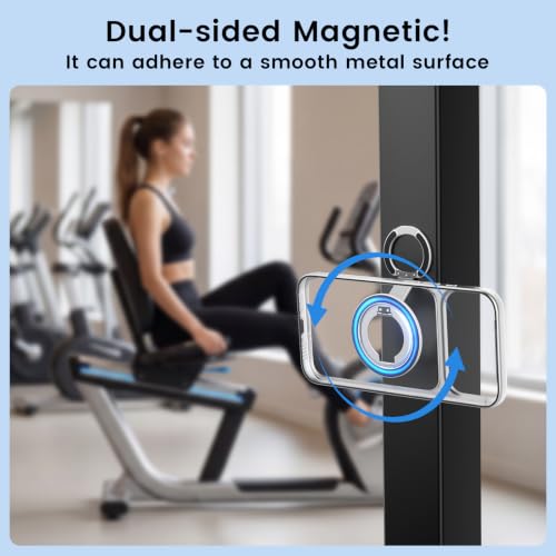 Double Sided Magnetic Kickstand,360°Rotation Cell Phone Grip Stand Finger Ring for iPhone 17 Pro Max 16 15 14 13 12 MagSafe Accessories,Fit Magnetic Car Mount, White - color: White