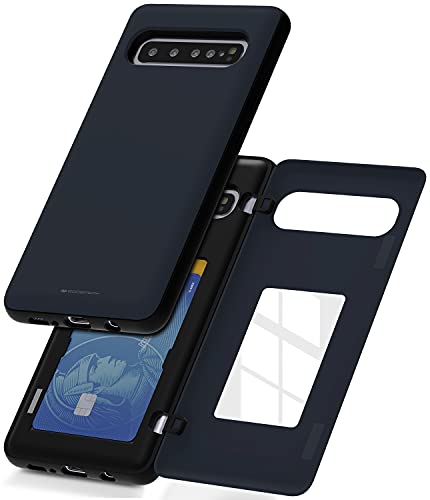 GOOSPERY Magnetic Door Bumper Compatible with Galaxy S10 5G, Card Holder Wallet Case Easy Magnet Auto Closing Protective Dual Layer Sturdy Phone Back Cover - Midnight Blue - color: Navy, size: Galaxy S10 5G