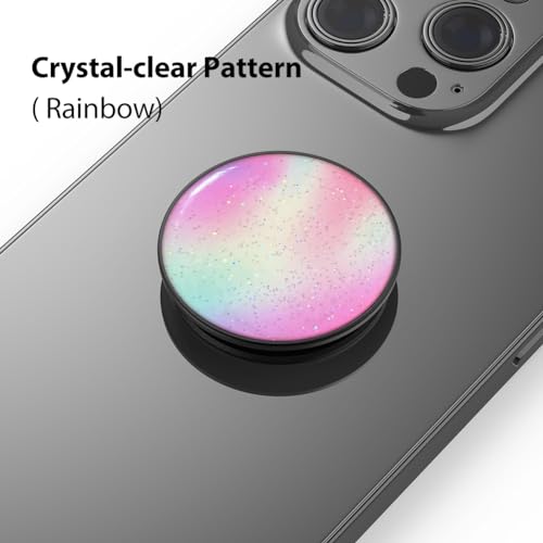 Phone Grip, Phone Ring Holder Finger Kickstand, 360°Rotation & Adjustable Metal Cell Phone Rings Gripper Stand Work with Magnetic Car Mount for iPhone Samsung & Other Phones - Rainbow - color: Rainbow