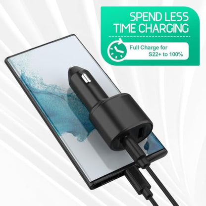 Super Fast Dual Car Charger (45W+15W) USB C and A for Samsung Galaxy