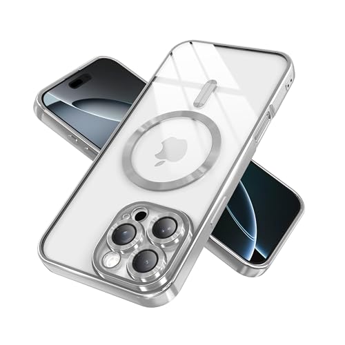 IAIYOXI Magnetic Clear Case for iPhone 7 Plus with Full Camera Lens Protection,Compatible with MagSafe,Plating Soft TPU Phone Case,Anti-Scratch Shockproof Slim Cover for Women Gilrs Men - Sliver - color: Silver, size: iPhone 7 Plus