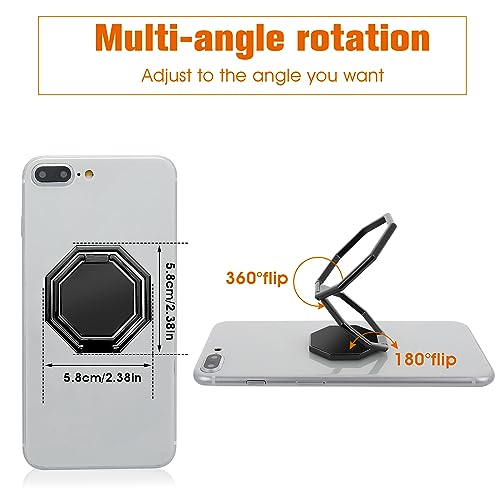 cobee Cell Phone Ring Holder Finger Kickstand, 360° Rotation Metal Cellphone Back Grip Foldable Cell Phone Stand Adjustable Phone Holder Compatible with Most Smartphones(Black) - color: Black
