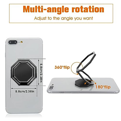 cobee Cell Phone Ring Holder Finger Kickstand, 360° Rotation Metal Cellphone Back Grip Foldable Cell Phone Stand Adjustable Phone Holder Compatible with Most Smartphones(Black) - color: Black