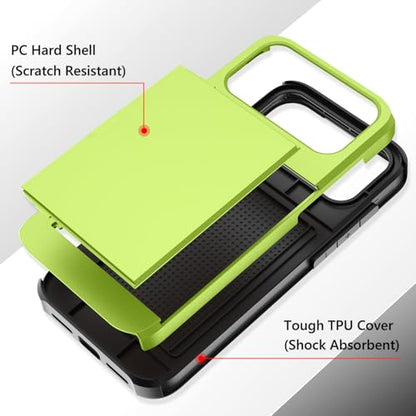 Wallet Case for iPhone 17 Pro Max with 2 Card Holder Credit Slot - color: Green, size: iPhone 17 Pro Max