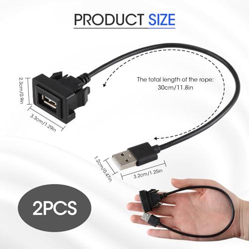 2Pcs USB Port Car Charger for Toyota, 34 * 23mm Square Vehicle Power