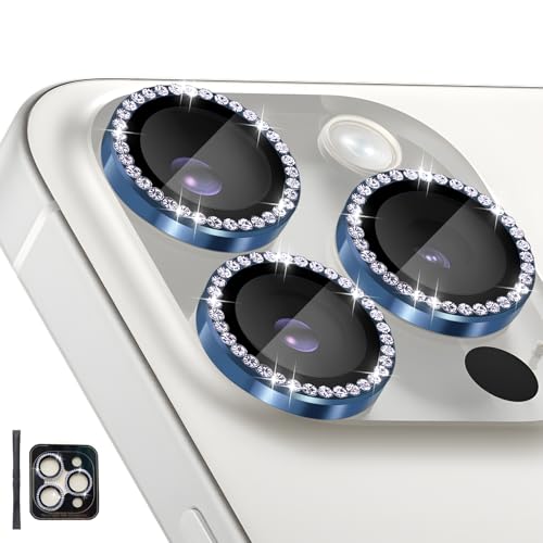 Camera Protector for iPhone 15 Pro/15 Pro Max, Diamond Dark Blue - color: Diamond Dark Blue
