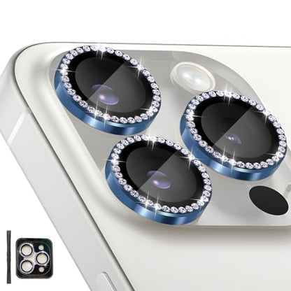 Camera Protector for iPhone 15 Pro/15 Pro Max, Diamond Dark Blue - color: Diamond Dark Blue