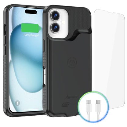 Alpatronix Battery Case for iPhone 16/16e/17e [2025 New], 15W Fast Wireless Charging Case, Portable Strong Slim Protective Rechargeable Charger Case, Compatible with iPhone 16/16e Black - size: Apple iPhone 16/ iPhone 16e / iPhone 17e