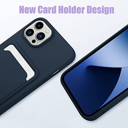 MZELQ Compatible with iPhone 14 Pro Max Case Card Holder -Blue | Wallet Cover,Camera Protection + Screen Protector Soft Card Slot Phone Case - color: Blue, size: iPhone 14 Pro Max