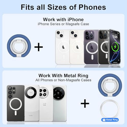 Magnetic Ring Holder for MagSafe Dual-Side Magnets Removable Gym Phone Grip - color: blue
