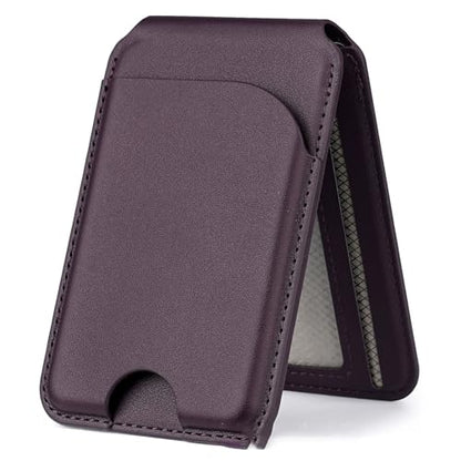 for MagSafe Wallet，Leather Magnetic Wallet for Phone with Adjustable Stand，5 Magnetic Credit Card Holder RFID Blocking for iPhone 17 16 15 14 13 12 Pro Max Air Series Cases (Purple) - color: Purple