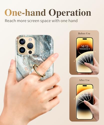 GVIEWIN Marble Cell Phone Ring Holder, Metal Kickstand Grip 360° Rotation - color: Ocean Tide/Green