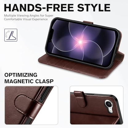 TUCCH Case Wallet for iPhone 17e & 16e 6.1", RFID Blocking, Chocolate Brown | 4 Card Holders, Kickstand, PU Leather, Magnetic Closure, Shockproof TPU Shell, Protective Flip Cover - color: Chocolate Brown