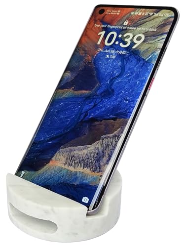 fashciaga Luxurious Marble Cell Phone Stand Holder for Cellphone Tablet On Desk, Countertop, Table, Nightstand. Heavy Real Stone Mobile Phone Stands (Hollow) - style: Hollow