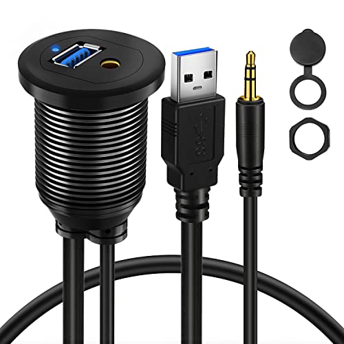 Alloy USB 3.0 & DC3.5 Male to Female Car Mount Flush Cable 3ft - style: USB3.0 & DC3.5 3ft