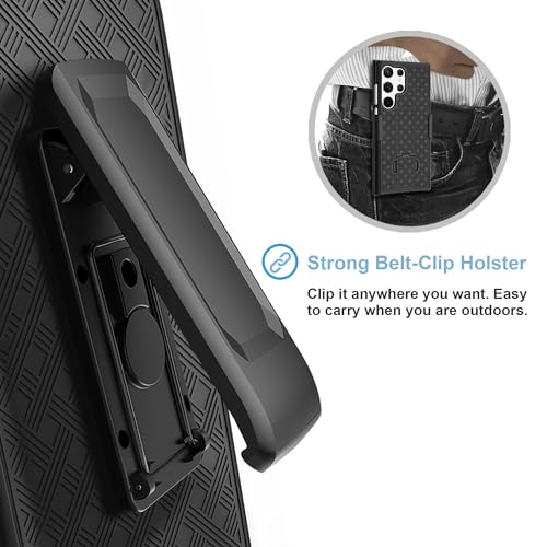 Fingic for Samsung Galaxy S24 Ultra Case with Belt Clip Holster Kickstand | Slim Combo Shell with Swivel Holster Rugged Shockproof Antiscratch Full Body Protective for Galaxy S24 Ultra 6.8" 2024,Black - size: For Samsung Galaxy S24 Ultra(6.8 inch 2024）