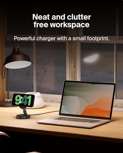Belkin Qi2 15W Magnetic Wireless Charging Stand, Convertible Fast - color: Black, style: Power Supply Included