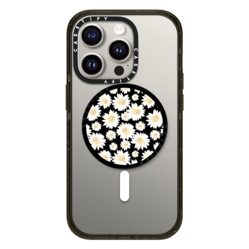 CASETiFY Snappy Grip Stand Compatible with Magsafe - White Daisies - color: White daisies pattern on black