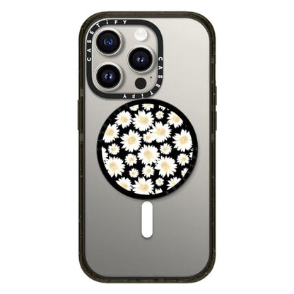 CASETiFY Snappy Grip Stand Compatible with Magsafe - White Daisies - color: White daisies pattern on black