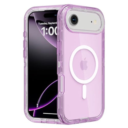 Follaroma Magnetic for iPhone 17 Air Case, Heavy Duty Phone Cases, Purple | Compatible with MagSafe, Heavy Duty Shock proof Protection, Military-Grade Anti-Drop, Dual Layer Transparent Protective Cover - color: Purple, size: iPhone 17 Air 6.5''