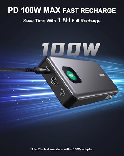 140W Laptop Power Bank, 25000mAh with TFT Smart Digital Display - color: Silver
