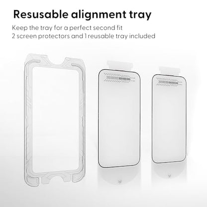 2-Pack iPhone 16 Pro Screen Protector [Auto-Align Kit][Bubble-Free][Dust-Resistant] Ultra HD Clear, 9H Tempered Glass, Case-Friendly Design (iPhone 16 Plus)