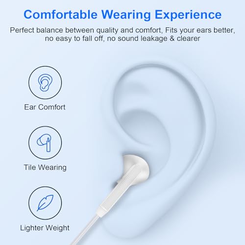 USB C Wired Earbuds Ear Buds for iPhone 17 16 Pro Max 16e 16 Plus 16Pro 15 - color: White