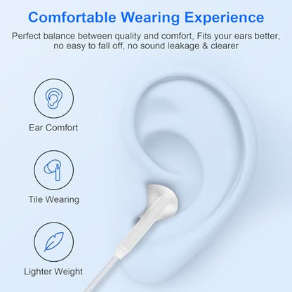 USB C Wired Earbuds Ear Buds for iPhone 17 16 Pro Max 16e 16 Plus 16Pro 15 - color: White