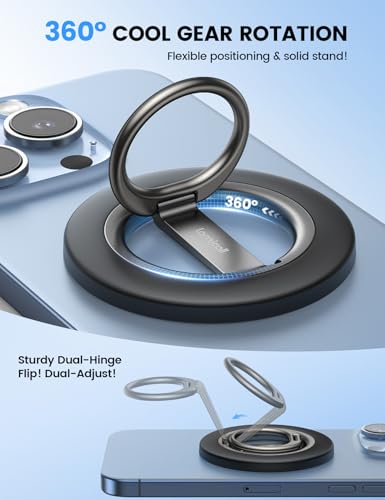 Lamicall for MagSafe Magnetic Phone Ring Grip - 360° Rotation Stand Holder - color: Misty Black
