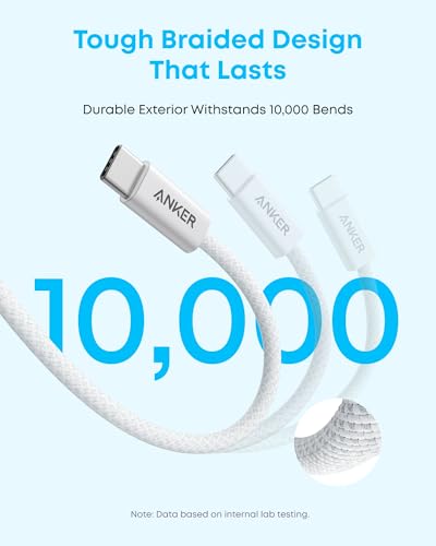 Anker Zolo USB to USB C Cable for CarPlay (6 ft, White) - color: White, size: 6FT