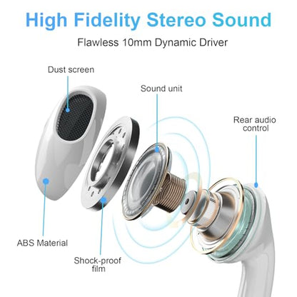 Wired Earbuds 2 Pack, Earbuds HiFi Stereo Wired Earphones Headphones with Microphone Volume Control Compatible with iPad, Laptop, MP3, Android Smartphones, Fits All 3.5mm Jack Device - color: Off-white