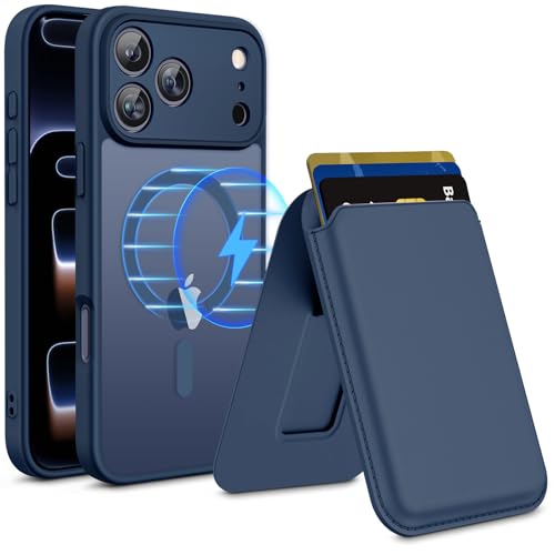 for iPhone 17 Pro Max Case w/Detachable MagSafe Wallet-Blue | RFID Blocking Card Holder&Kickstand, Military-Grade Drop & Raised Camera Protection for Travel & Commute - color: Blue