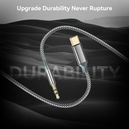 Henrety AUX to USB C Cable 6.5ft, USB C to 3.5mm Audio Aux Jack Cable for Car and Headphones(Black) - color: Black, size: 6.5Ft