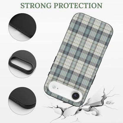 Turquoise and Navy Blue Rustic PlaidAnti-Yellowing Soft TPU Phone Case for iPhone 17, Shockproof and Scratch-Resistant Case - color: black-style-173