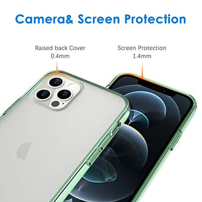 JETech Case for iPhone 12/12 Pro 6.1-Inch, Non-Yellowing Shockproof Phone Bumper Cover, Anti-Scratch Clear Back (Midnight Green) - color: Midnight Green