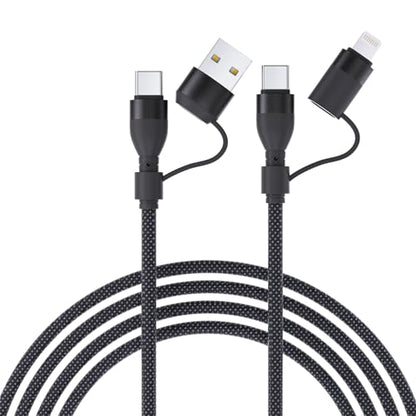 MALPHITE 4 in 1 Charging Cable 3.3FT 60W Max 1 Pack MFi Certified Fast Charging & Data Sync USB A/C to Type C/Lightning Ports Compatible with iPad/iPhone Series/MacBook/Samsung etc