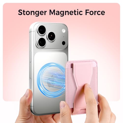 for MagSafe Wallet with Stand Grip, 5 Card Holder for iPhone Pink - color: Pink