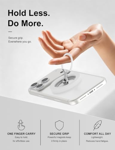 MagSafe Phone Grip Stand, 360° Rotatable, Dual-Sided Magnet - color: White