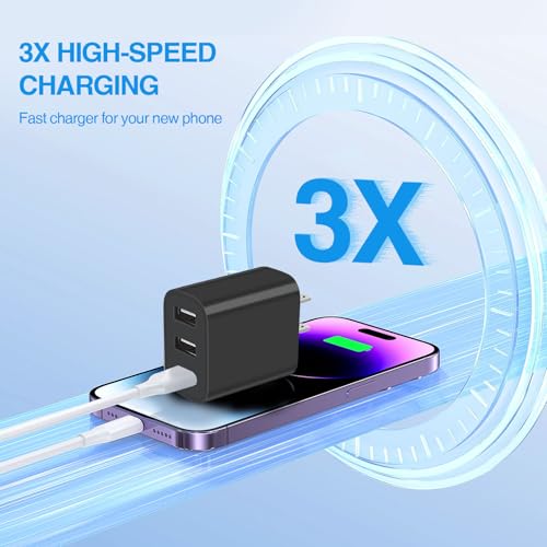 3 USB A Ports Charger Block,YTFCYIKBG Cell Phone wall Chargers,USB Cube - color: black