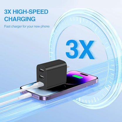3 USB A Ports Charger Block,YTFCYIKBG Cell Phone wall Chargers,USB Cube - color: black