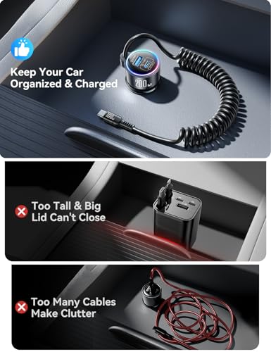 FLYLEAD 200W Car Charger USB C Fast Charge, [GaN] PD100W Fast Car Charger