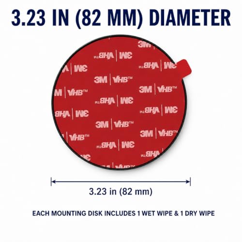 Dashboard Pad Mounting Disk for Suction Cup Mounts Only, 3.23 in Heat-Resistant Adhesive Base with Flexible Steel Reinforcement, Fits Flat & Curved Dashboards, Phone Holders, GPS & Dash Cams 1 Pack - style: 1 Count (Pack of 1)