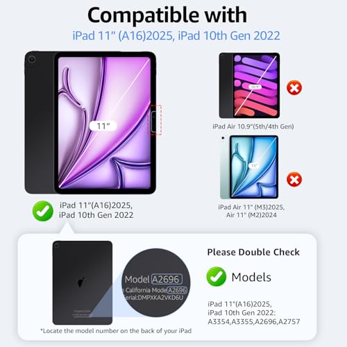 2-Pack Glass Screen Protector for iPad 11th A16 11-in. /10th Generation 10.9-in. (2025/2022) Military Shatterproof, 9H+ Hardness, Auto-Alignment Frame, Anti-Fingerprint, HD Clear, Scratch Resistant - size: iPad (A16) 11th/10th Gen (2025/2022)