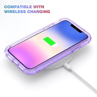Diaclara Compatible with iPhone 11 Case, Full Body Rugged with Built-in Touch Sensitive Anti-Scratch Screen Protector, Soft TPU Bumper Case Clear Compatible with iPhone 11 6.1" (Clear Purple) - color: Clear Purple, size: iPhone 11