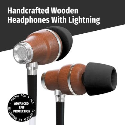 Symphonized Wooden Air Tube Headphones EMF Free with Microphone (Lightning) - style: Lightning